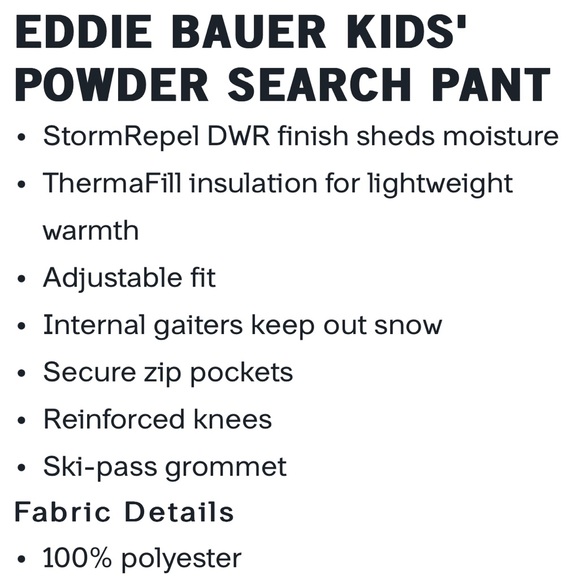 NWT Kids Powder Search Snow Pants - 5/6 - Picture 8 of 8